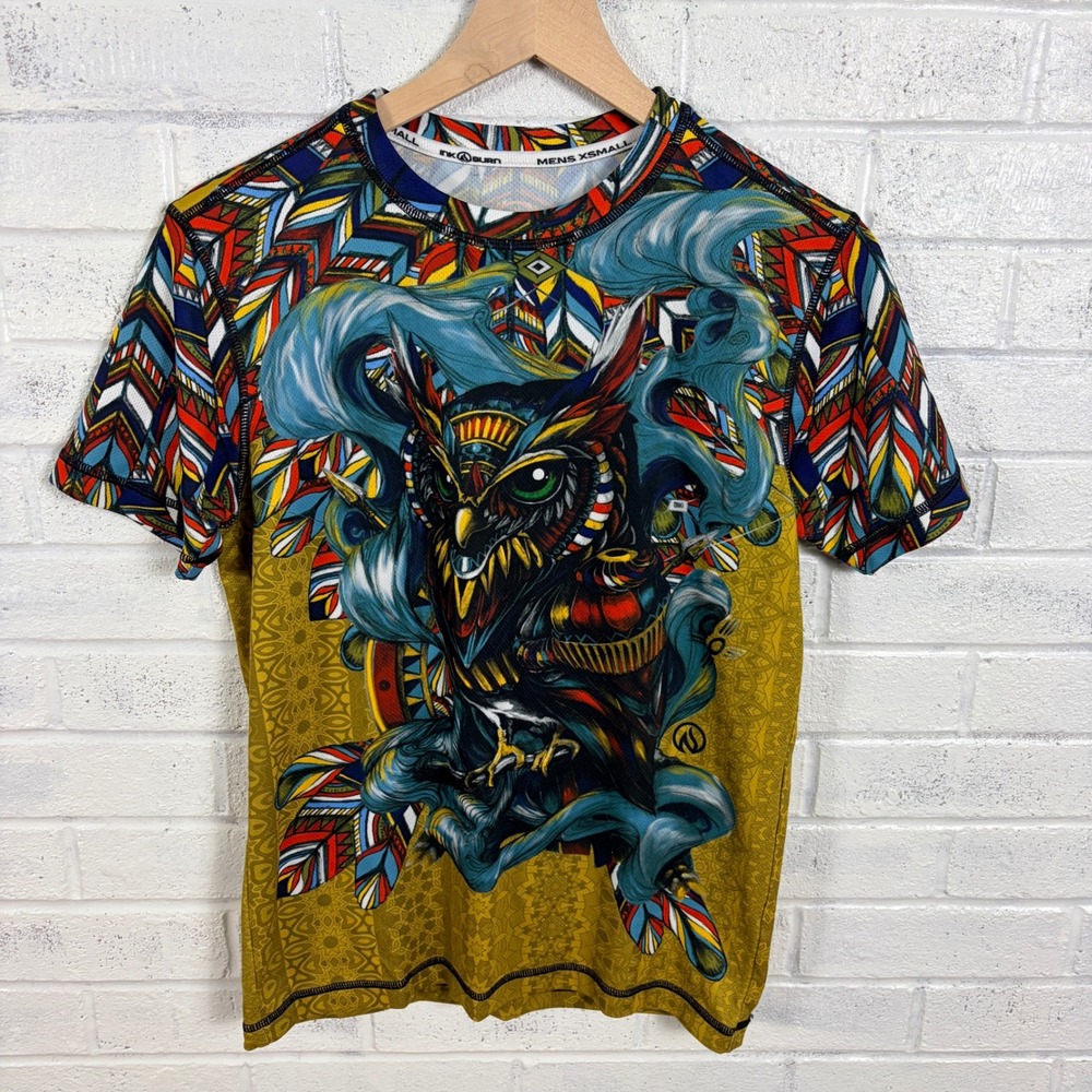 InkNBurn Owl Graphic Performance Shirt Mens XS Multicolor Athletic Festival Tee